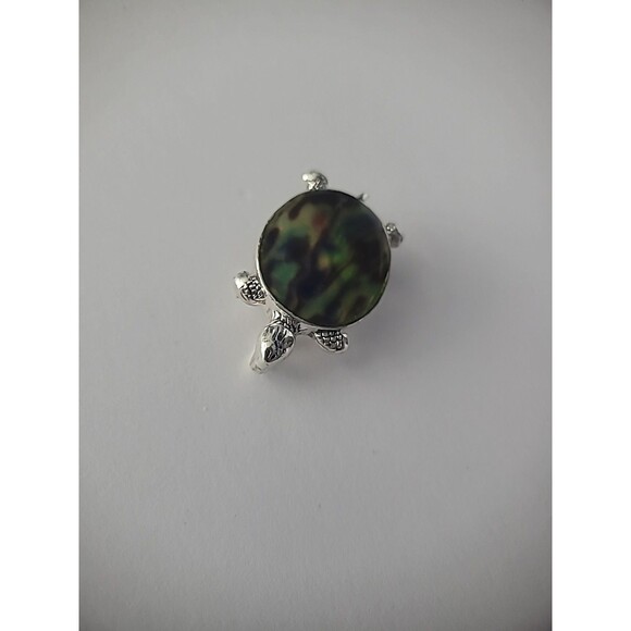 Vintage Brooch Turtle Shell Silver Tone Reptile Jewelry Costume - Picture 2 of 10